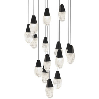 Martini 15 Light 120-277V Multi-Light Pendant (Round Canopy) in Black with Optic Haze Quartz (1118061|BPD20215O-BK)