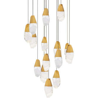 Martini 15 Light 120-277V Multi-Light Pendant (Round Canopy) in Aged Brass with Optic Crystal (1118061|BPD20215O-AB)