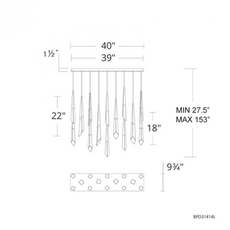 Solitude 14 Light 120-277V Multi-Light Pendant (Square Canopy) in Antique Nickel (1118061|BPD31414L-AN)
