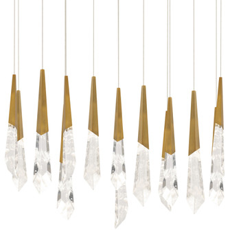 Solitude 14 Light 120-277V Multi-Light Pendant (Square Canopy) in Aged Brass with Optic Haze Quart (1118061|BPD31414L-AB)