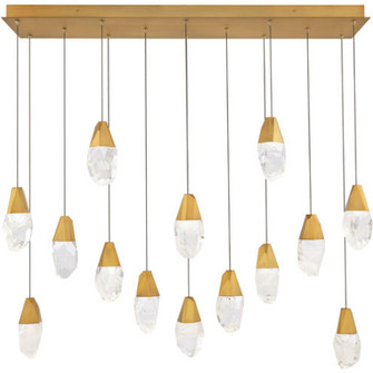 Martini 14 Light 120-277V Multi-Light Pendant (Linear Canopy) in Aged Brass with Clear Optic Cryst (1118061|BPD20214LO-AB)