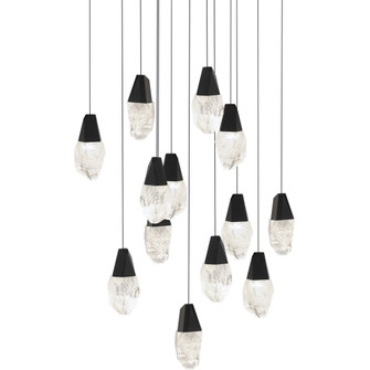 Martini 13 Light 120-277V Multi-Light Pendant (Square Canopy) in Black with Optic Haze Quartz (1118061|BPD20213SOH-BK)