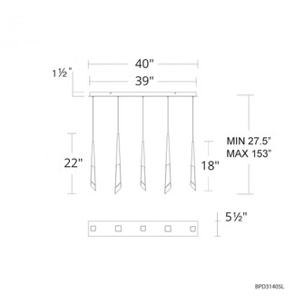 Solitude 5 Light 120-277V Multi-Light Pendant (Linear Canopy) in Antique Nickel (1118061|BPD31405L-AN)
