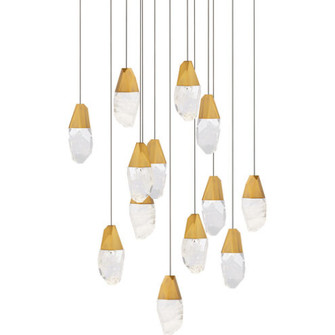 Martini 13 Light 120-277V Multi-Light Pendant (Square Canopy) in Aged Brass with Clear Optic Cryst (1118061|BPD20213SO-AB)