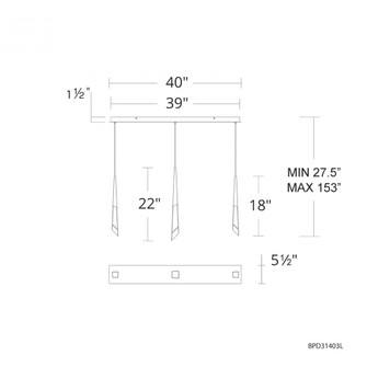 Solitude 3 Light 120-277V Multi-Light Pendant (Linear Canopy) in Aged Brass with Optic Haze Quartz (1118061|BPD31403L-AB)
