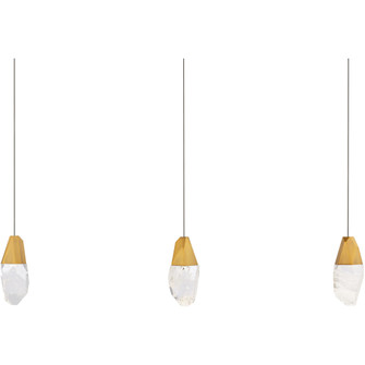 Martini 3 Light 120-277V Multi-Light Pendant (Linear Canopy) in Aged Brass with Optic Haze Quartz (1118061|BPD20203LOH-AB)