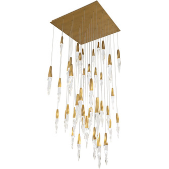 Kindjal 41 Light 120-277V Multi-Light Pendant (Square Canopy) in Aged Brass with Clear Optic Cryst (1118061|BPD13241S-AB)