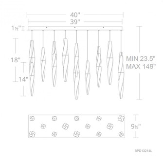 Kindjal 14 Light 120-277V Multi-Light Pendant (Linear Canopy) in Polished Nickel with Clear Optic (1118061|BPD13214L-PN)