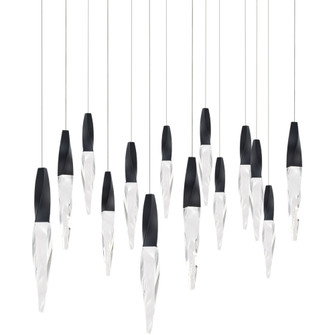 Kindjal 14 Light 120-277V Multi-Light Pendant (Linear Canopy) in Black with Clear Optic Crystal (1118061|BPD13214L-BK)