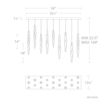 Kindjal 23 Light 120-277V Multi-Light Pendant (Linear Canopy) in Polished Nickel (1118061|BPD13223L-PN)
