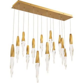 Kindjal 14 Light 120-277V Multi-Light Pendant (Linear Canopy) in Aged Brass with Clear Optic Cryst (1118061|BPD13214L-AB)