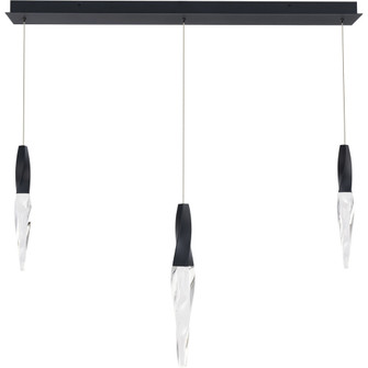 Kindjal 3 Light 120-277V Multi-Light Pendant (Linear Canopy) in Black with Clear Optic Crystal (1118061|BPD13203L-BK)