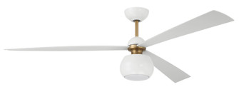 Otto 60'' 3-Blade Ceiling Fan in White/Satin Brass w/ White Blades; Light Kit Included (optional) (20|OTT60WSB3)