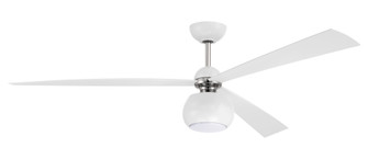 Otto 60'' 3-Blade Ceiling Fan in White/Polished Nickel w/ White Blades; Light Kit Included (optio (20|OTT60WPLN3)