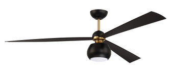 Otto 60'' 3-Blade Ceiling Fan in Flat Black/Satin Brass w/ Flat Black Blades; Light Kit Included  (20|OTT60FBSB3)