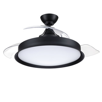 Union 42'' 3-Blade Indoor/Outdoor (Damp) Ceiling Fan in Flat Black w/ Clear Acrylic Blades; Integ (20|UN42FB3)