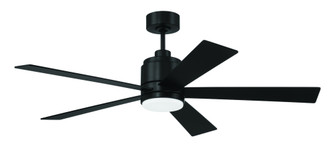 McCoy 52'' 5-Blade Ceiling Fan in Flat Black w/ Flat Black Blades; Light Kit Included (optional) (20|MCY52FB5)