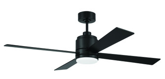 McCoy 52'' 4-Blade Ceiling Fan in Flat Black w/ Flat Black Blades; Light Kit Included (optional) (20|MCY52FB4)