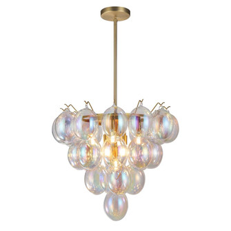 Globo Collection 9-Light Chandelier Iridescent and Brass (12|AC11999LU)