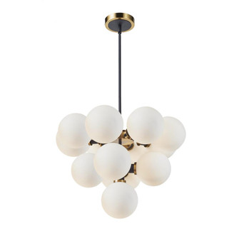 Gem Collection 13-Light Chandelier with White Glass Black and Brushed Brass (12|AC11872WH)
