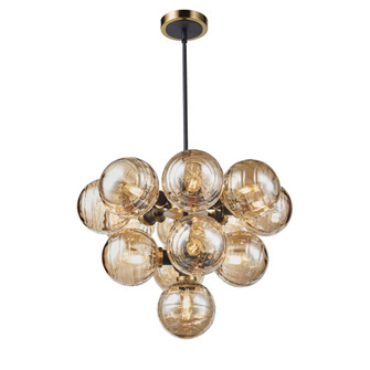 Gem Collection 13-Light Chandelier with Amber Glass Black and Brushed Brass (12|AC11872AM)