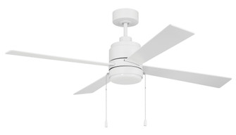 McCoy 52'' 4-Blade Ceiling Fan w/ Pull Chain in White w/ White Blades; Integrated Light Kit (20|MCY52W4-PC)