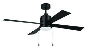 McCoy 52'' 4-Blade Ceiling Fan w/ Pull Chain in Flat Black w/ Flat Black Blades; Integrated Light (20|MCY52FB4-PC)