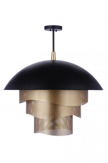 31.25” Diameter Sculptural Statement Dome Pendant with Perforated Metal Shades in Flat Black/Matte G (20|P1011FBMG-LED)