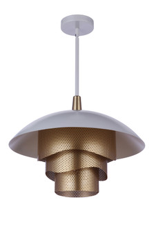 19” Diameter Sculptural Statement Dome Pendant with Perforated Metal Shades in Matte White/Matte Gol (20|P1010MWWMG-LED)