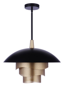 19” Diameter Sculptural Statement Dome Pendant with Perforated Metal Shades in Flat Black/Matte Gold (20|P1010FBMG-LED)