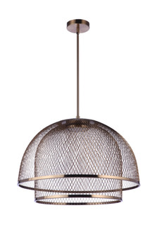 24.25â€ Diameter Sculptural Statement Metal Mesh Dome 2 Shade Pendant in Satin Brass (20|P1006SB-LED)