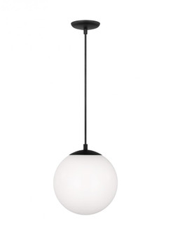 Leo - Hanging Globe 1-LT LED Medium Pendant in Midnight Black Finish with Smooth White Glass Shade (7725|6020EN3-112)