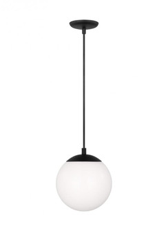 Leo - Hanging Globe 1-Light LED Small Pendant in Midnight Black Finish with Smooth White Glass Shade (7725|6018EN3-112)