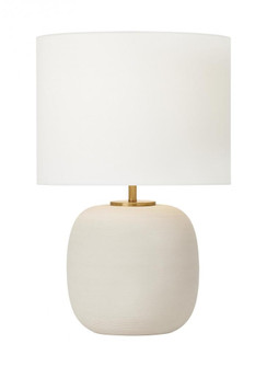 Hable Fanny 1-Light Table Lamp in Matte Concrete with White Linen Fabric Shade (7725|HT1071MC1)