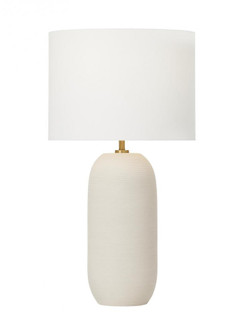 Hable Fanny 1-Light Table Lamp in Matte Concrete with White Linen Fabric Shade (7725|HT1061MC1)