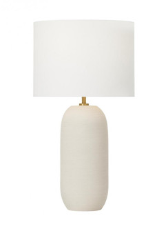 Hable Fanny 1-Light Table Lamp in Matte Concrete with White Linen Fabric Shade (7725|HT1061MC1)