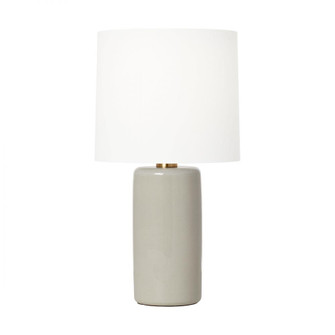 Barbara Barry Shanghai 1-Light Table Lamp in White Crackle Finish with White Linen Fabric Shade (7725|BT1101WHC1)