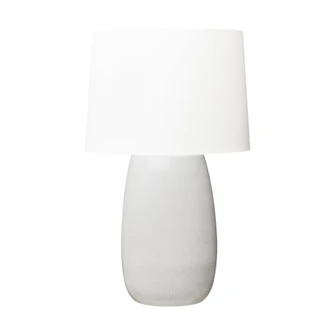 Barbara Barry Roma 1-Light Table Lamp in White Crackle Finish with White Linen Fabric Shade (7725|BT1081WHC1)