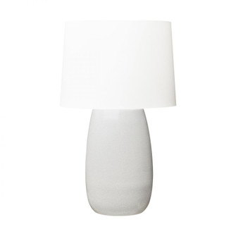 Barbara Barry Roma 1-Light Table Lamp in White Crackle Finish with White Linen Fabric Shade (7725|BT1081WHC1)