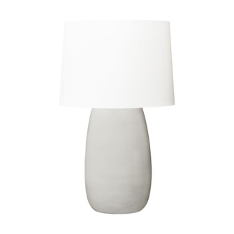 Barbara Barry Roma 1-Light Table Lamp in Shellish Grey Finish with White Linen Fabric Shade (7725|BT1081SHG1)