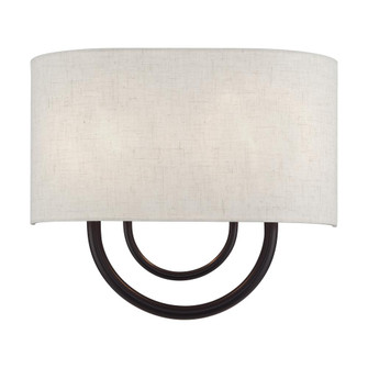 2 Light English Bronze ADA Sconce with Hand Crafted Oatmeal Fabric Shade with White Fabric Inside (108|60272-92)