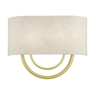 2 Light Soft Gold Large ADA Sconce with Hand Crafted Oatmeal Fabric Shade with White Fabric Inside (108|60273-33)