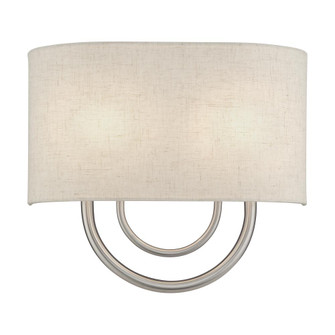 2 Light Brushed Nickel ADA Sconce with Hand Crafted Oatmeal Fabric Shade with White Fabric Inside (108|60272-91)