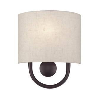 1 Light English Bronze ADA Sconce with Hand Crafted Oatmeal Fabric Shade with White Fabric Inside (108|60271-92)