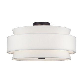 5 Light Bronze Large Semi-Flush with Hand Crafted Off-White Fabric Hardback Shades (108|60028-07)