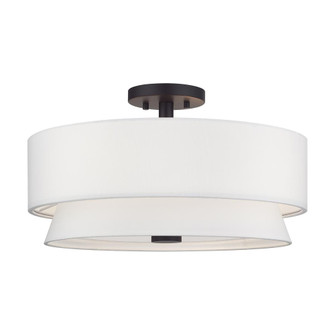 4 Light Bronze Large Semi-Flush with Hand Crafted Off-White Fabric Hardback Shades (108|60027-07)