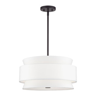 4 Light Bronze Pendant Chandelier with Hand Crafted Off-White Fabric Hardback Shades (108|60023-07)