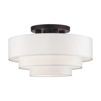 4 Light Bronze Extra Large Semi-Flush with Hand Crafted Off-White Color Fabric Hardback Shades (108|50307-07)