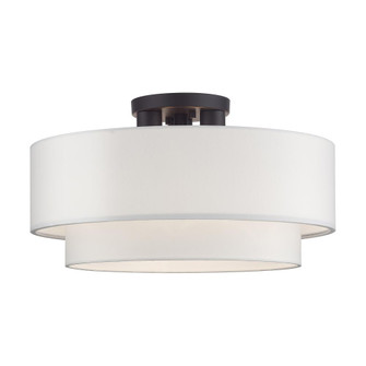 3 Light Bronze Large Semi-Flush with Hand Crafted Off-White Color Fabric Hardback Shades (108|50306-07)