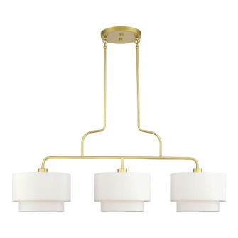 3 LT Soft Gold Extra Large Linear Chandelier with Hand Crafted Off-White Color Fabric Hardback Shade (108|50303-33)